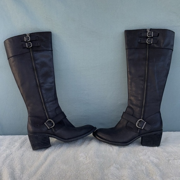 EUC Born Black Knee-High Leather Saddler Boots Size 6.5‎M - Picture 3 of 9